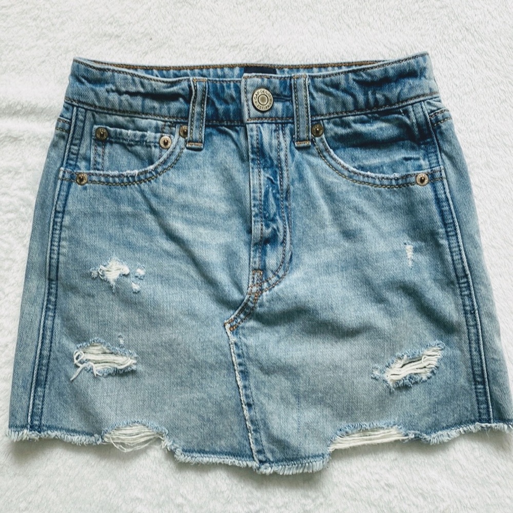 Distressed Denim Skirt
